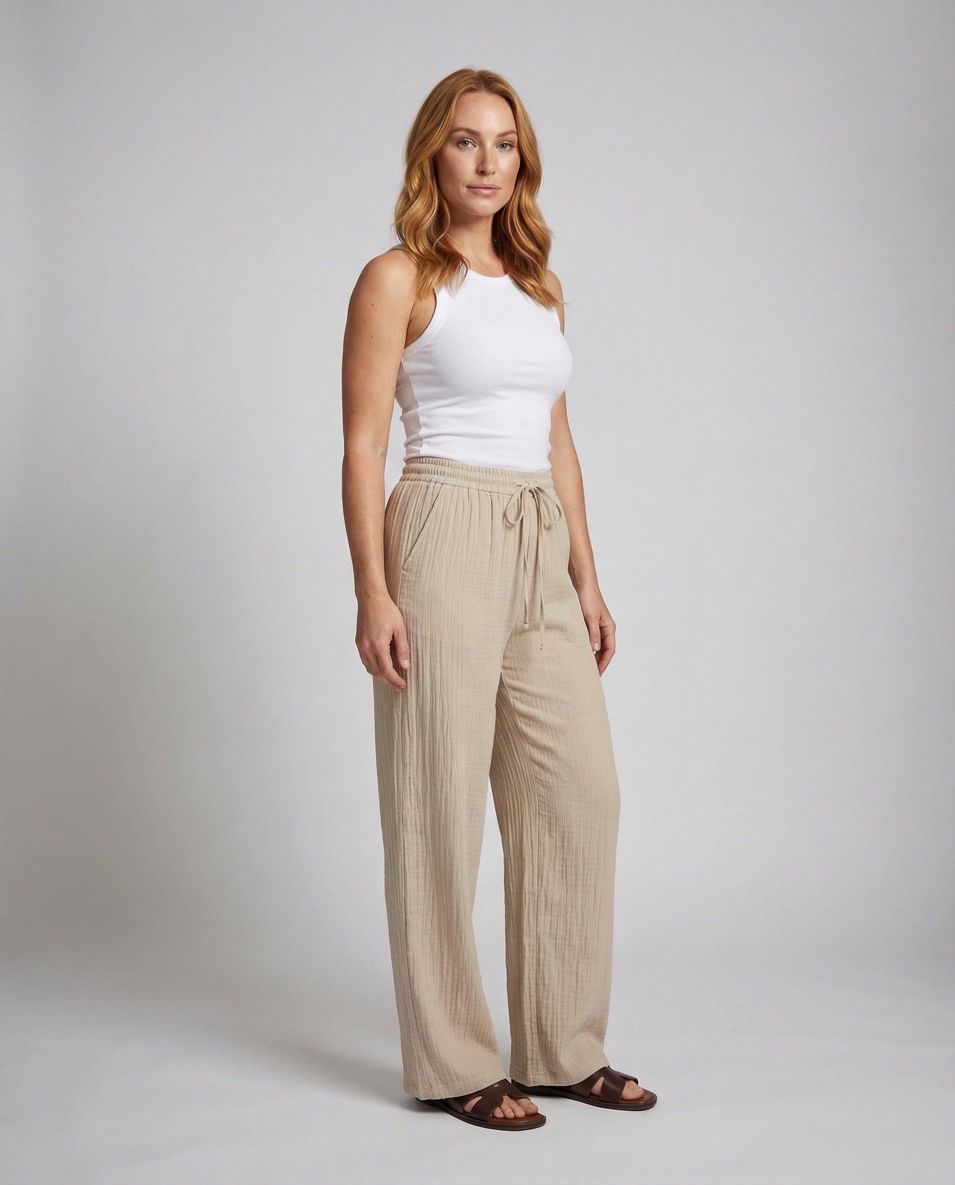 Damen Palazzo-Hose aus Plissé-Stoff - Norvielle