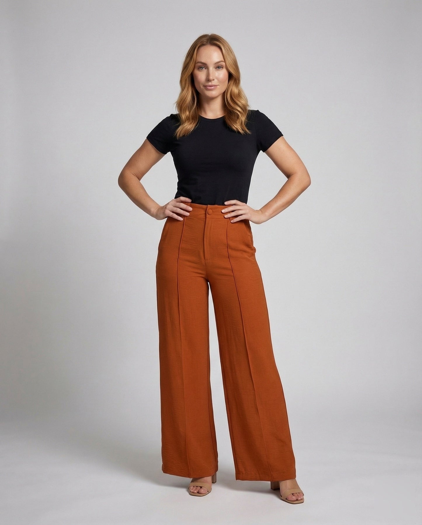 Damen High Waist Palazzo Hose Bügelfalte - Norvielle