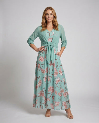 Damen Maxikleid Chiffon Blumenmuster - Norvielle