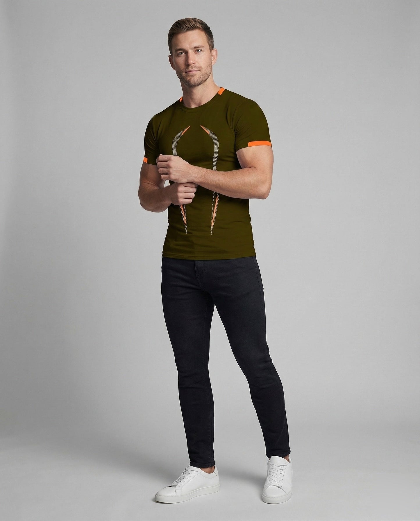 Herren Fitnessshirt mit Grafik Baumwolle Weiß - Norvielle