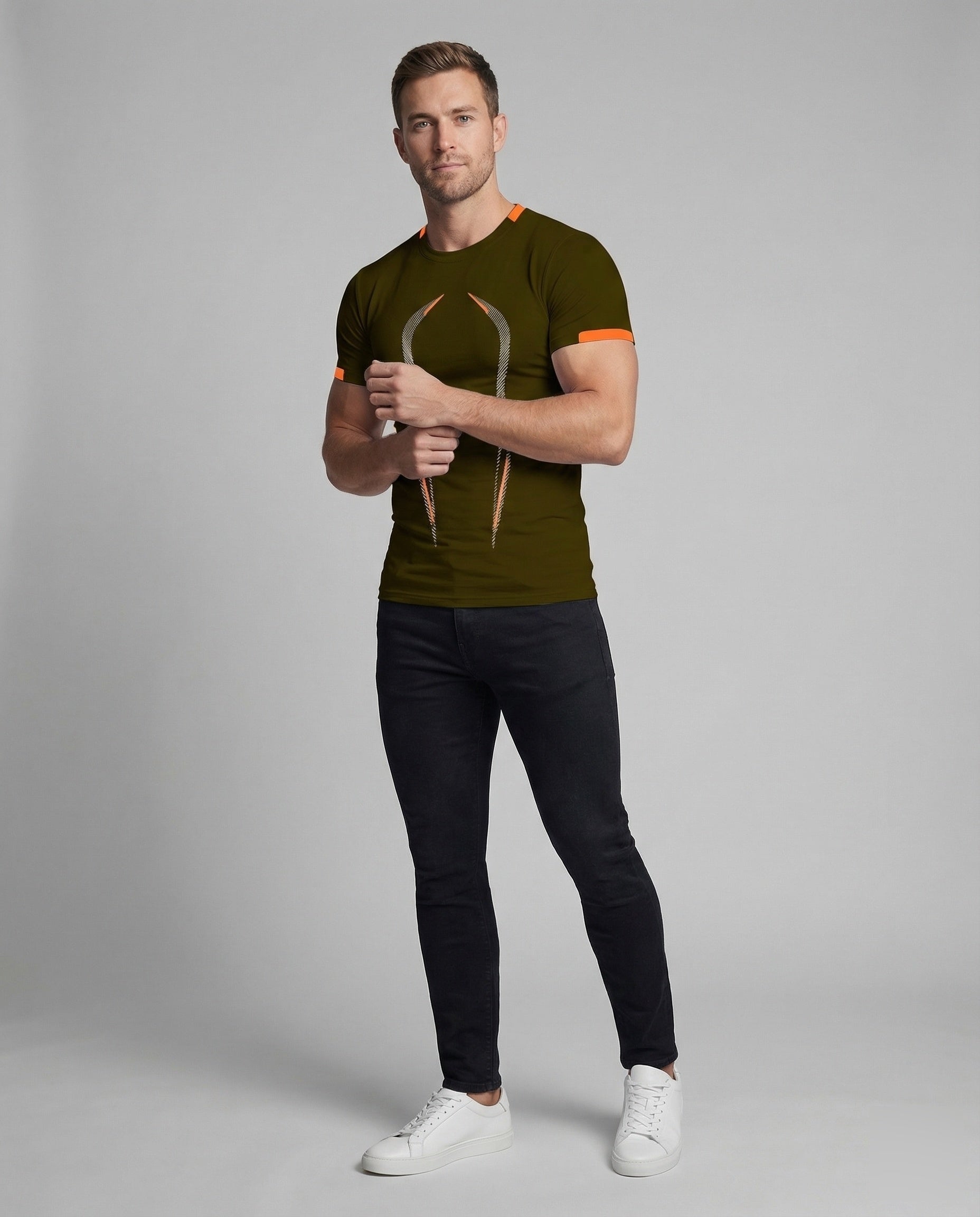 Herren Fitnessshirt mit Grafik Baumwolle Weiß - Norvielle