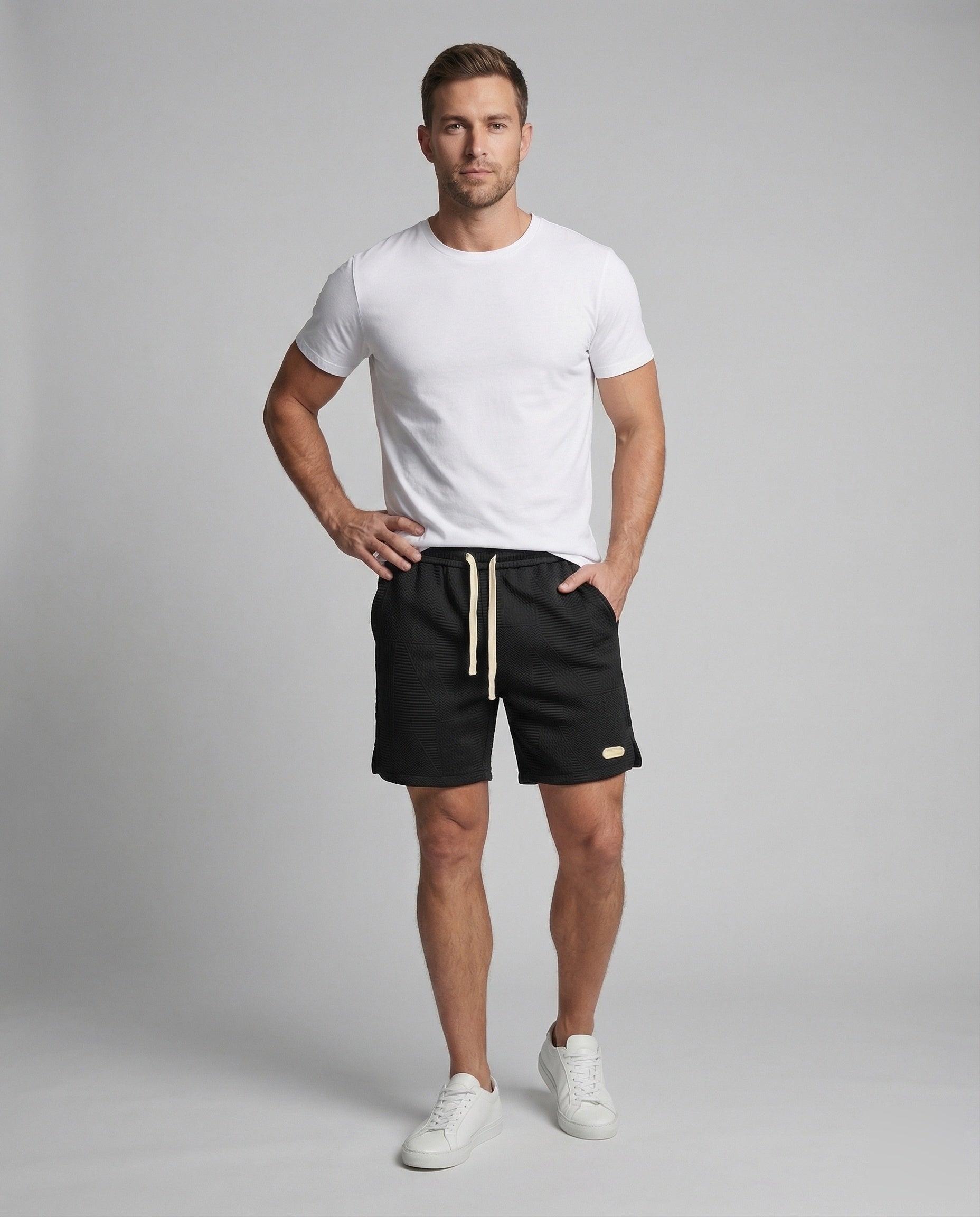 Herren Sweatshorts mit Tunnelzug Baumwolle Grau - Norvielle