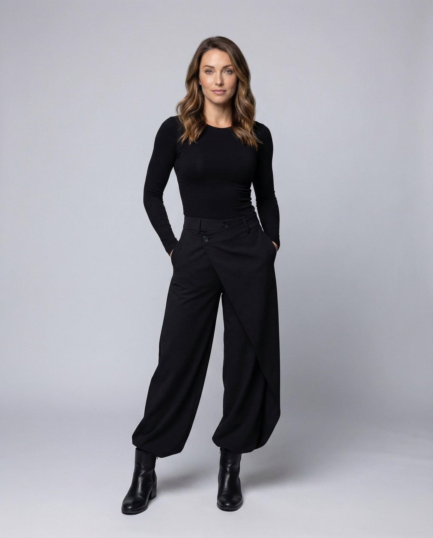 Damen Wickelhose High Waist Weite Passform - Norvielle