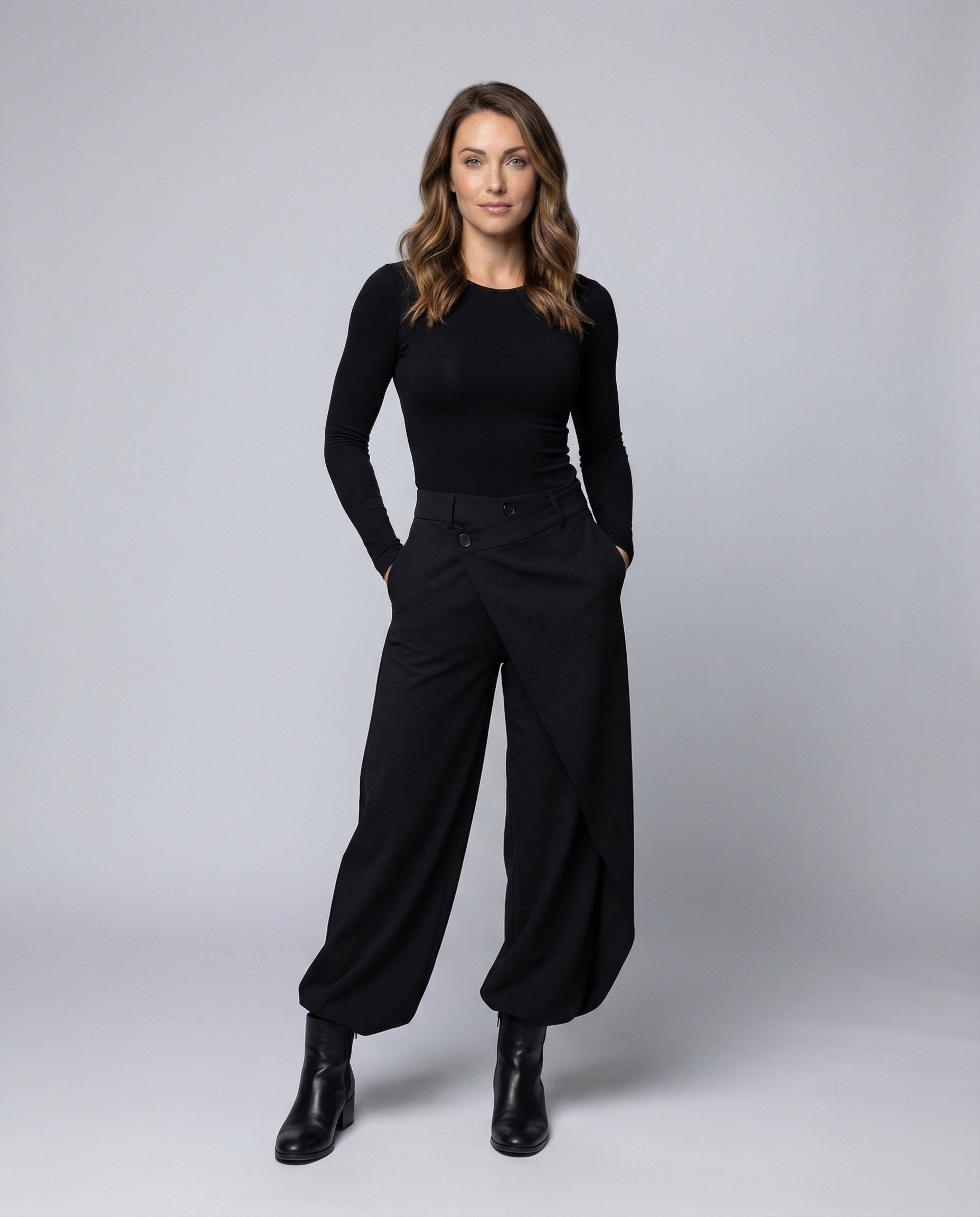 Damen Wickelhose High Waist Weite Passform - Norvielle