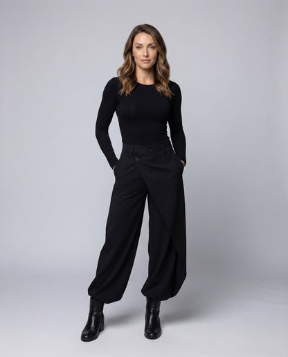 Damen Wickelhose High Waist Weite Passform - Norvielle