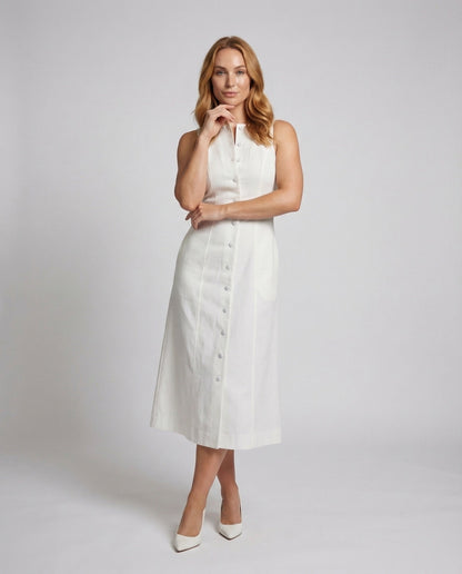 Damen Midikleid Tailliert Mit Schlitz - Norvielle