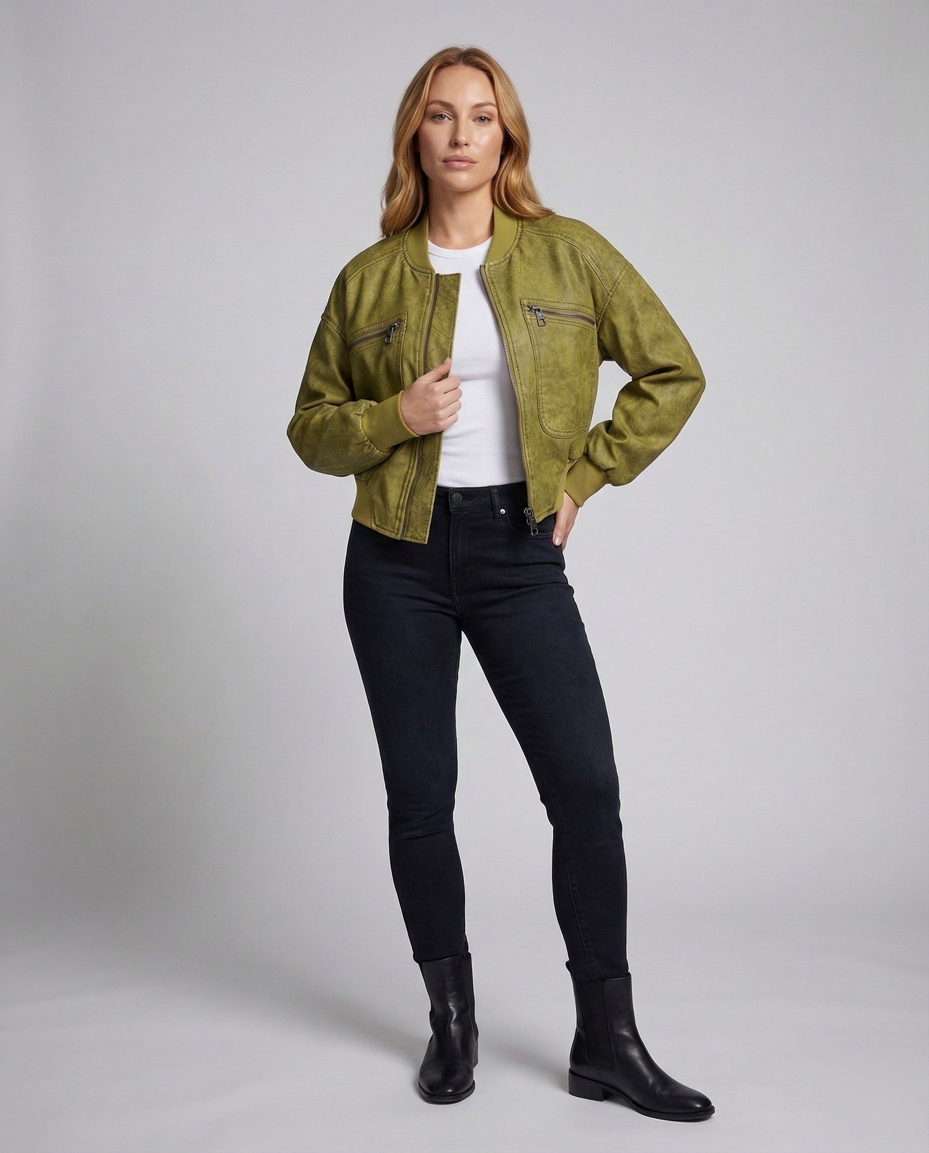 Damen Velours Jacke Kurz Schwarz - Norvielle