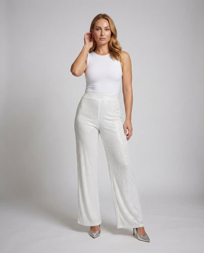 Damen Plissee-Hose mit Pailletten - Norvielle