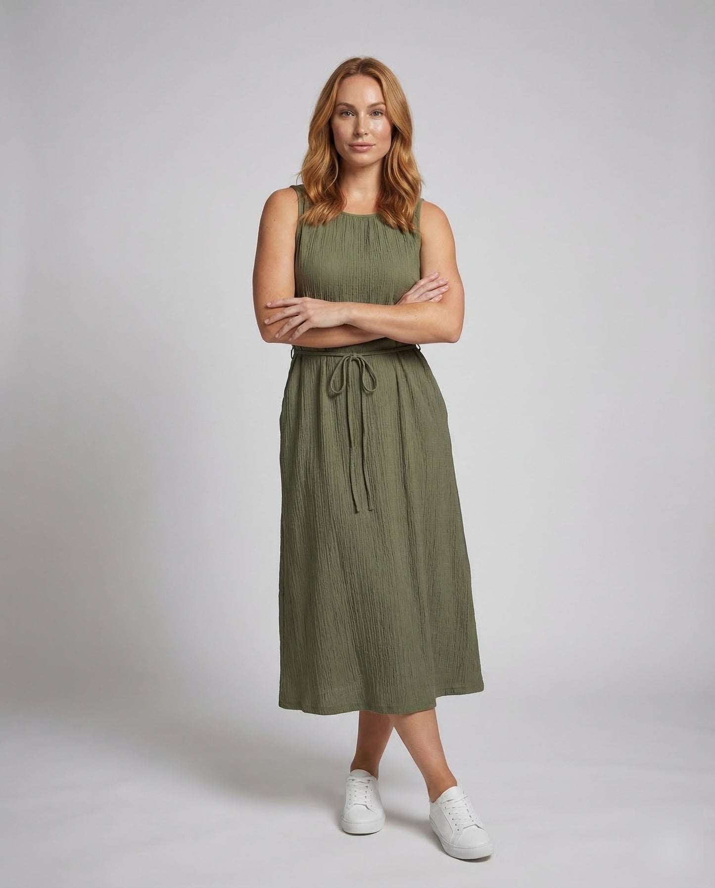 Damen Maxikleid mit Ripp-Gürtel - Norvielle