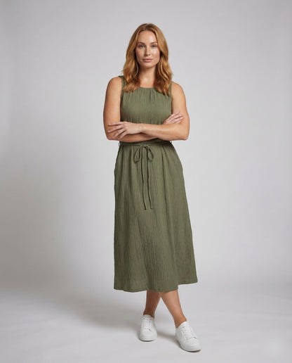 Damen Maxikleid mit Ripp-Gürtel - Norvielle