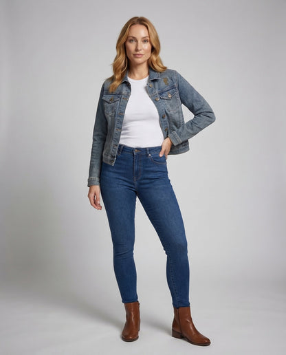 Damen Jeansjacke Bestickt Herz - Norvielle