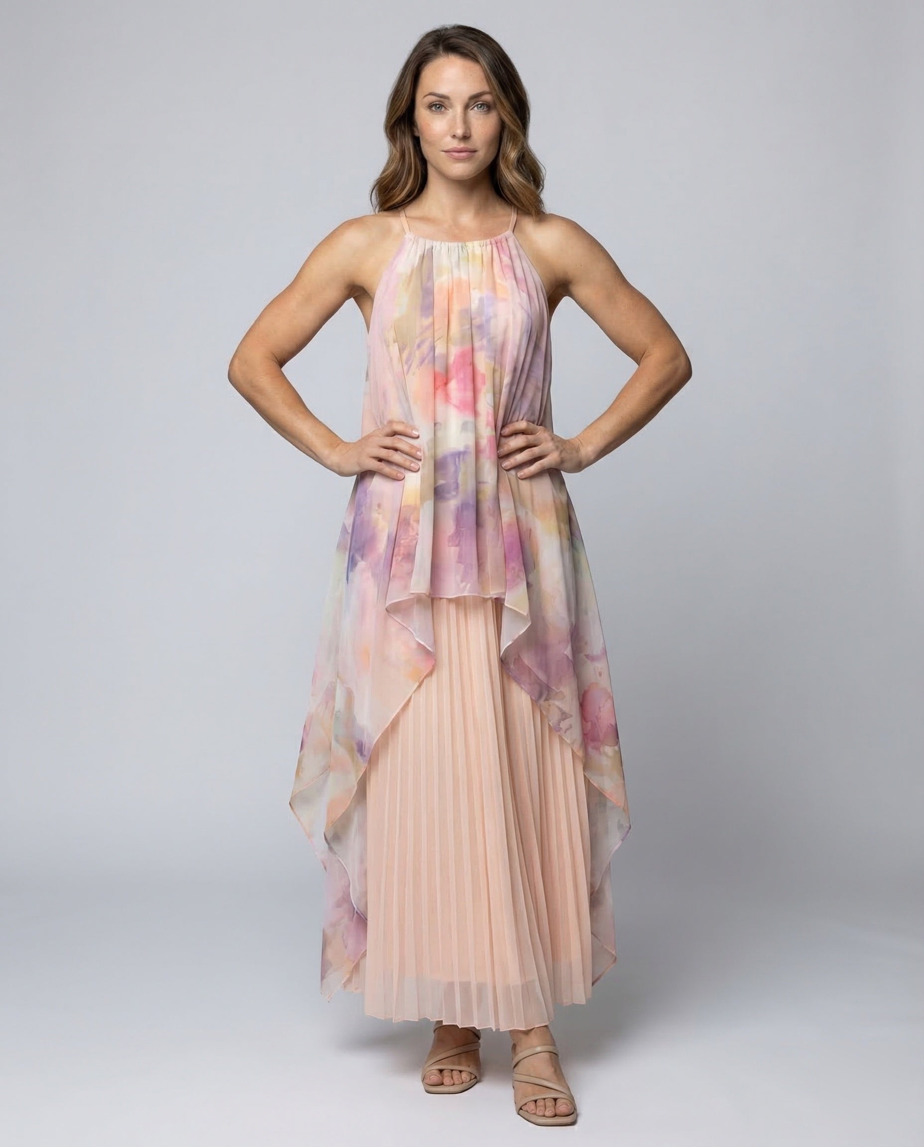 Damen Maxikleid Chiffon Spaghettiträger - Norvielle