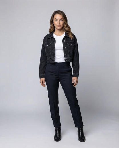 Damen Denimjacke Boxy Kurz - Norvielle
