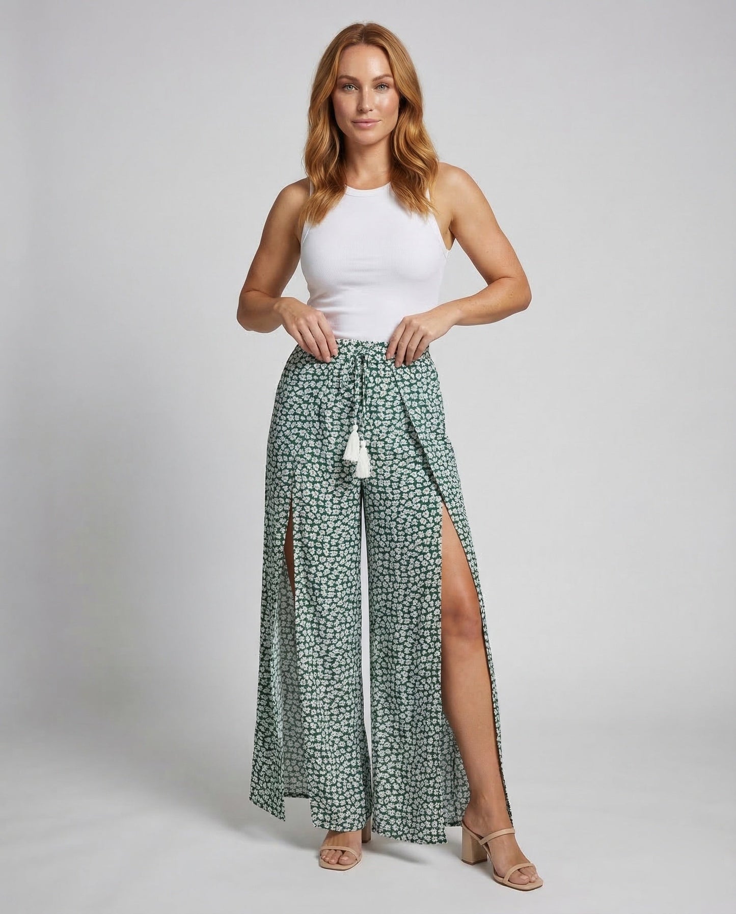 Damen Palazzo-Hose Mit Schlitz - Norvielle