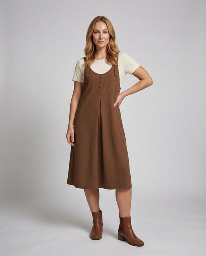 Damen Midi A-Linie Latzkleid - Norvielle