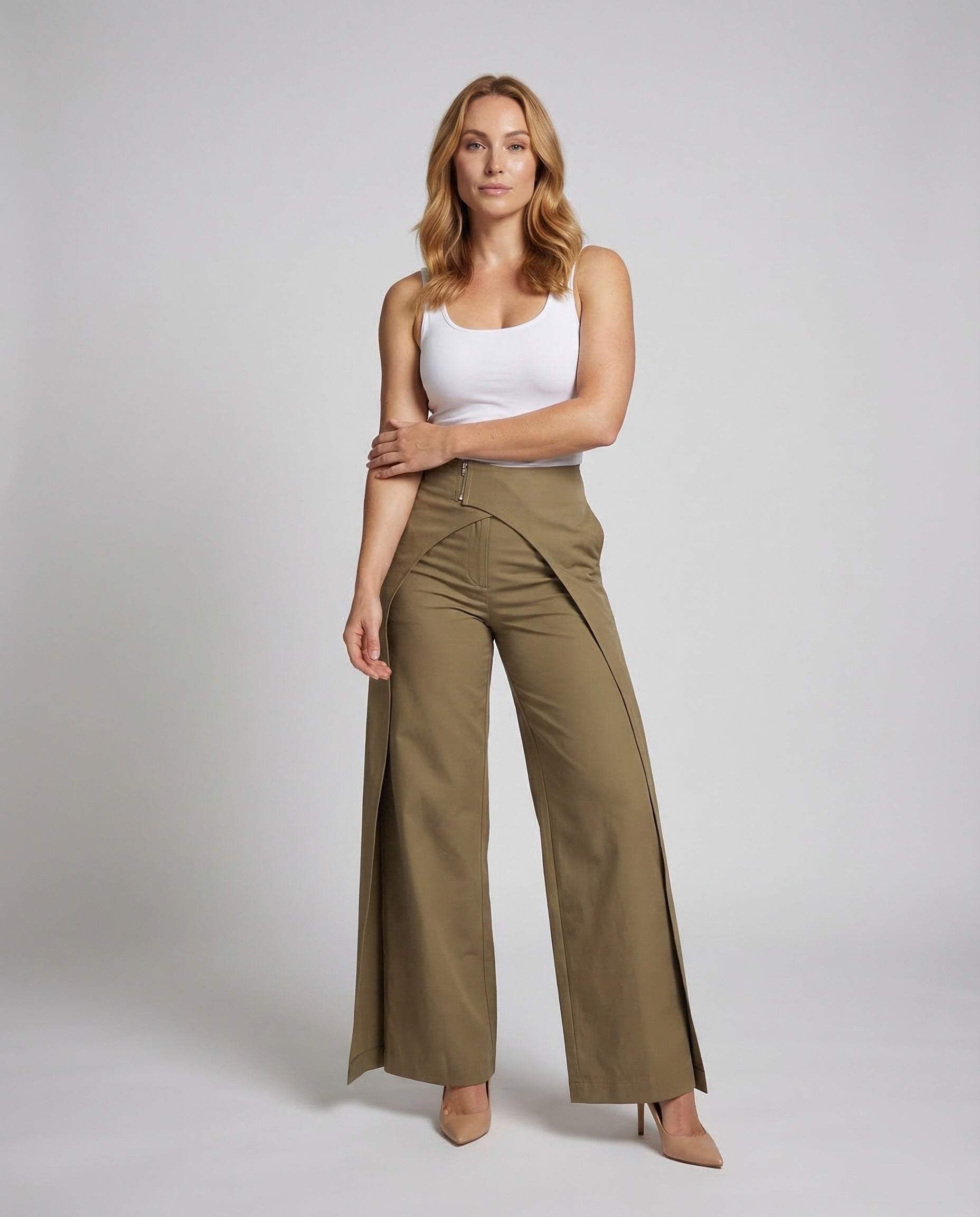 Damen Palazzo-Hose Wickelrock Baumwolle Schwarz - Norvielle