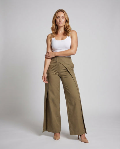 Damen Palazzo-Hose Wickelrock Baumwolle Schwarz - Norvielle
