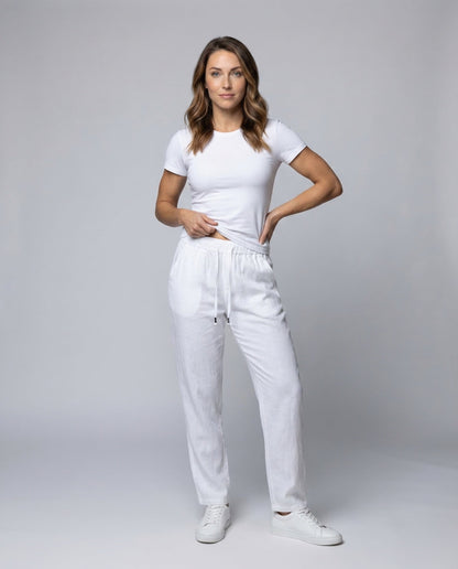 Damen Leinen Jogginghose Tapered Bein - Norvielle