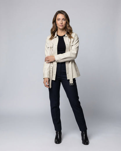Damen Kunstlederjacke mit Gürtel Weit - Norvielle