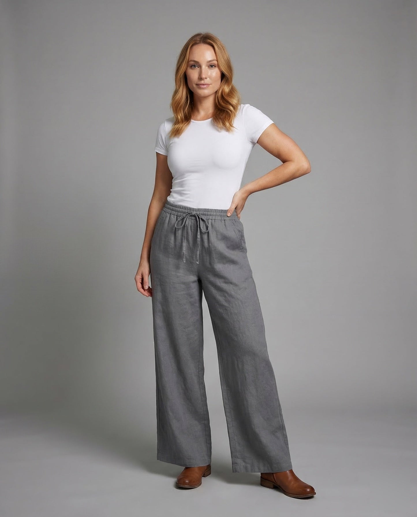 Damen Leinenhose Mit Tunnelzug - Norvielle