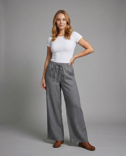 Damen Leinenhose Mit Tunnelzug - Norvielle