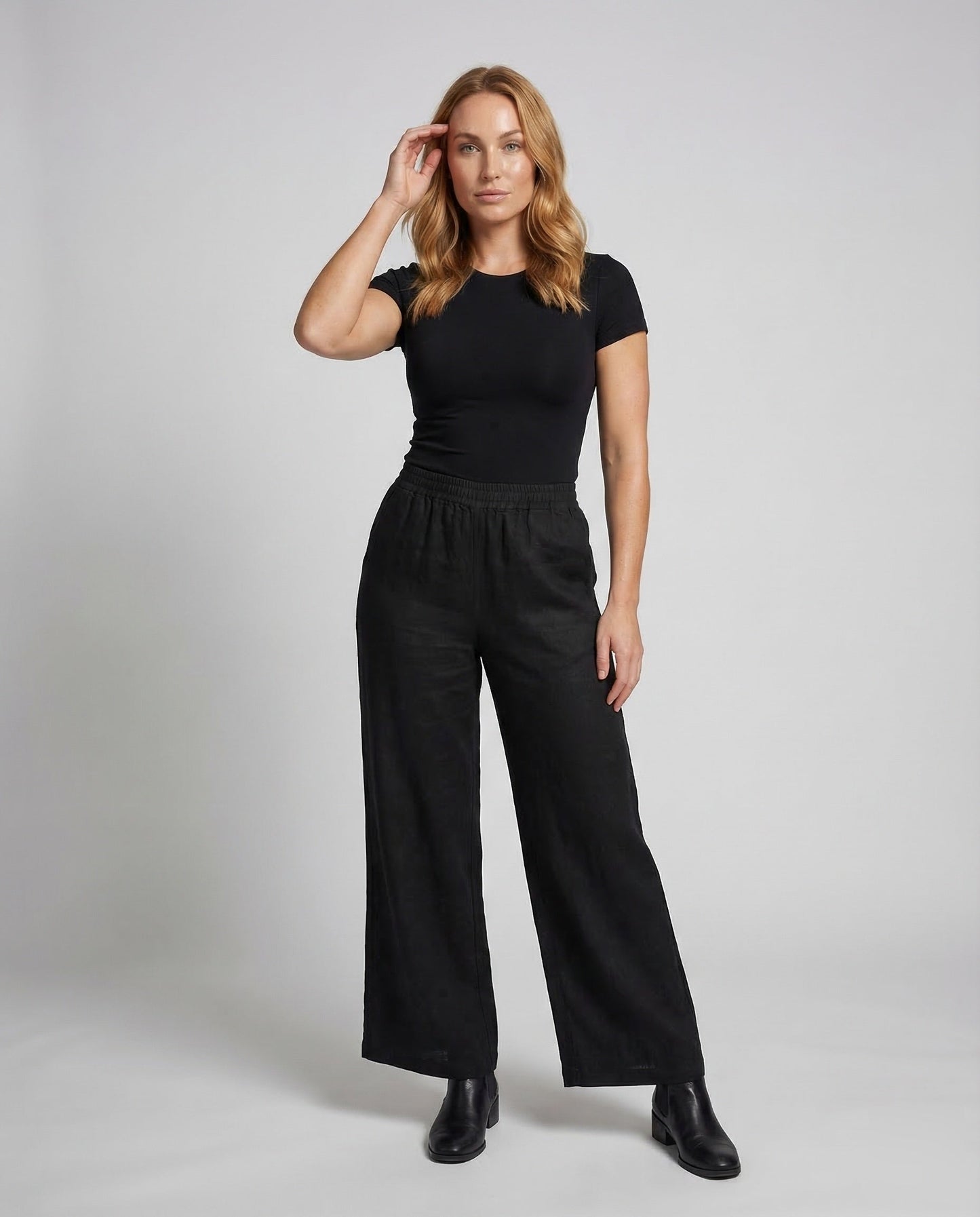 Damen Palazzo-Hose Leinen-Mix Beige - Norvielle
