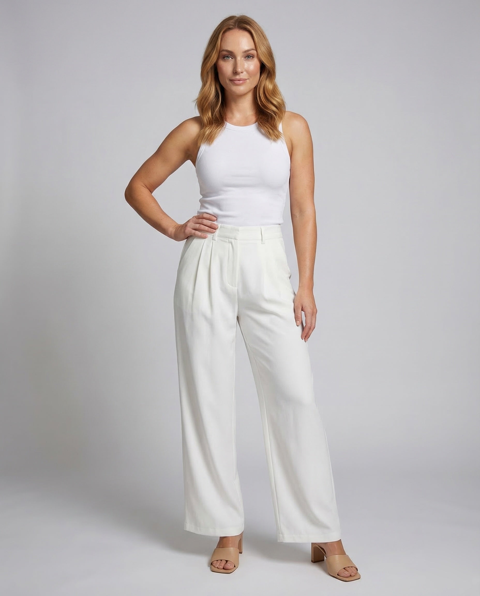 Damen High Waist Bundfaltenhose Weitbein - Norvielle