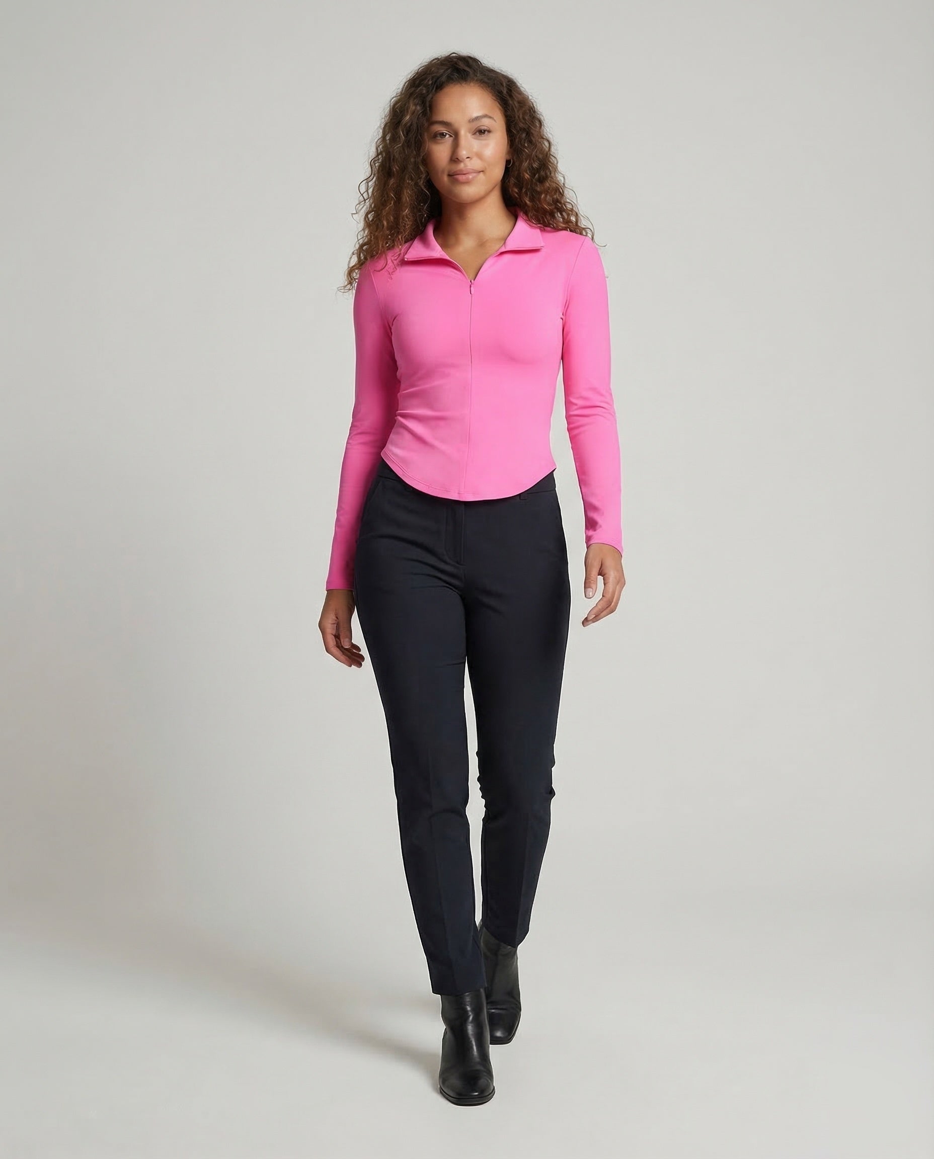 Damen Langarm Polo Shirt Reißverschluss - Norvielle