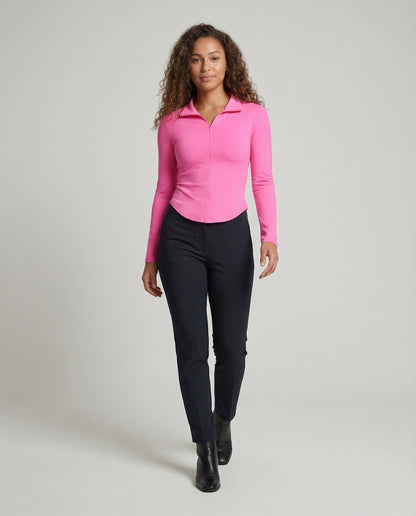 Damen Langarm Polo Shirt Reißverschluss - Norvielle