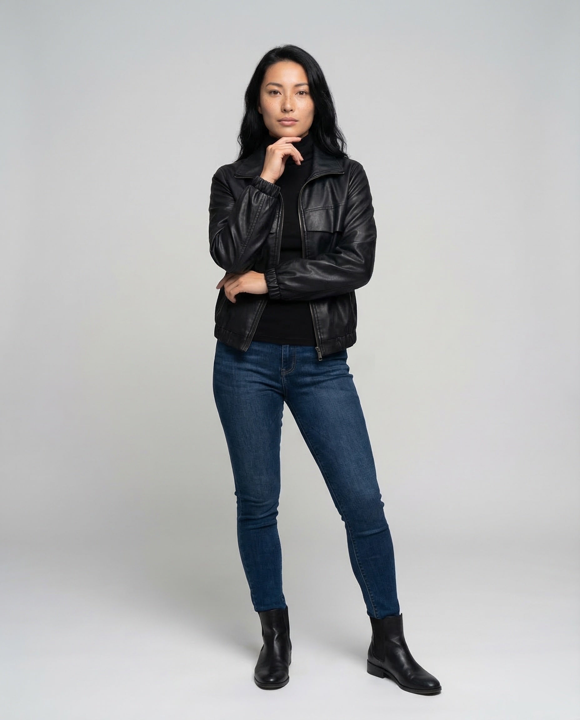 Damen Blouson Kunstleder Gefüttert - Norvielle