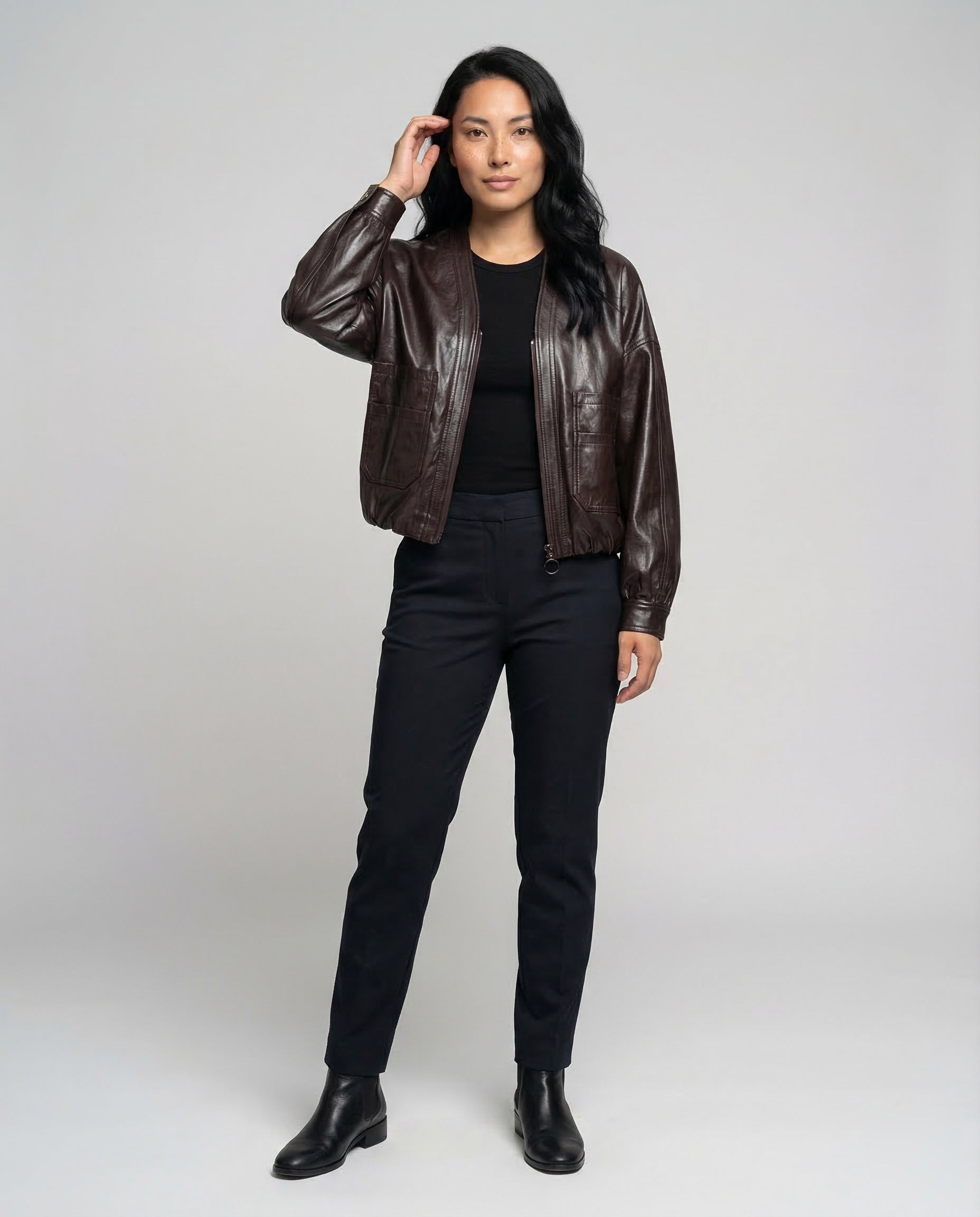 Damen Kunstleder Blouson Glänzend - Norvielle