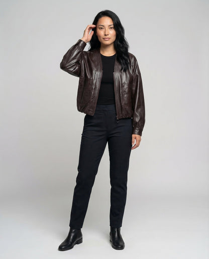 Damen Kunstleder Blouson Glänzend - Norvielle