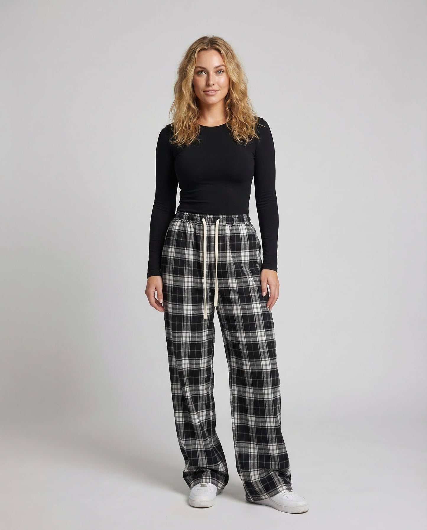 Damen Karohose Weitbein Tunnelzug - Norvielle