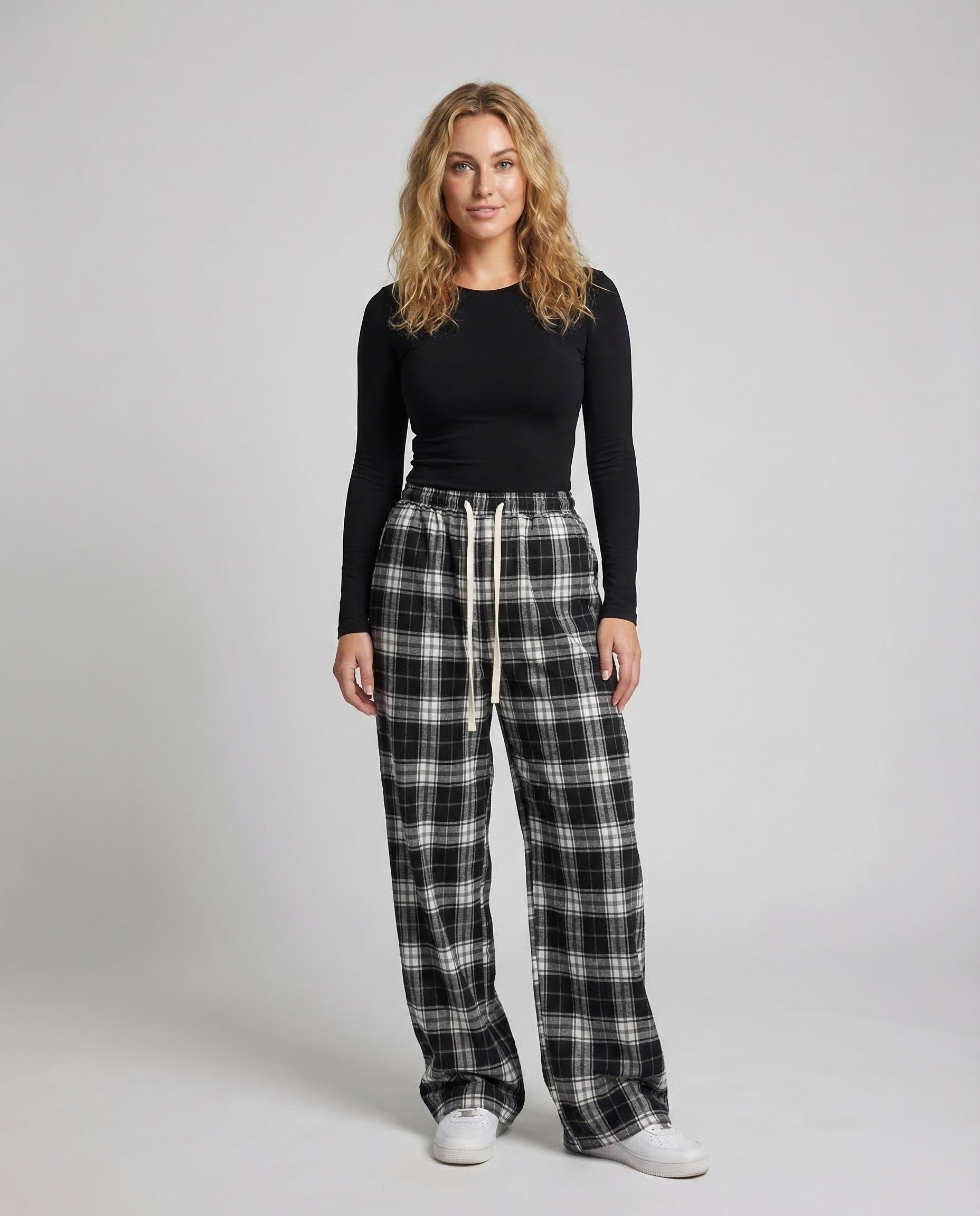 Damen Karohose Weitbein Tunnelzug - Norvielle