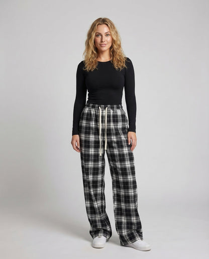 Damen Karohose Weitbein Tunnelzug - Norvielle