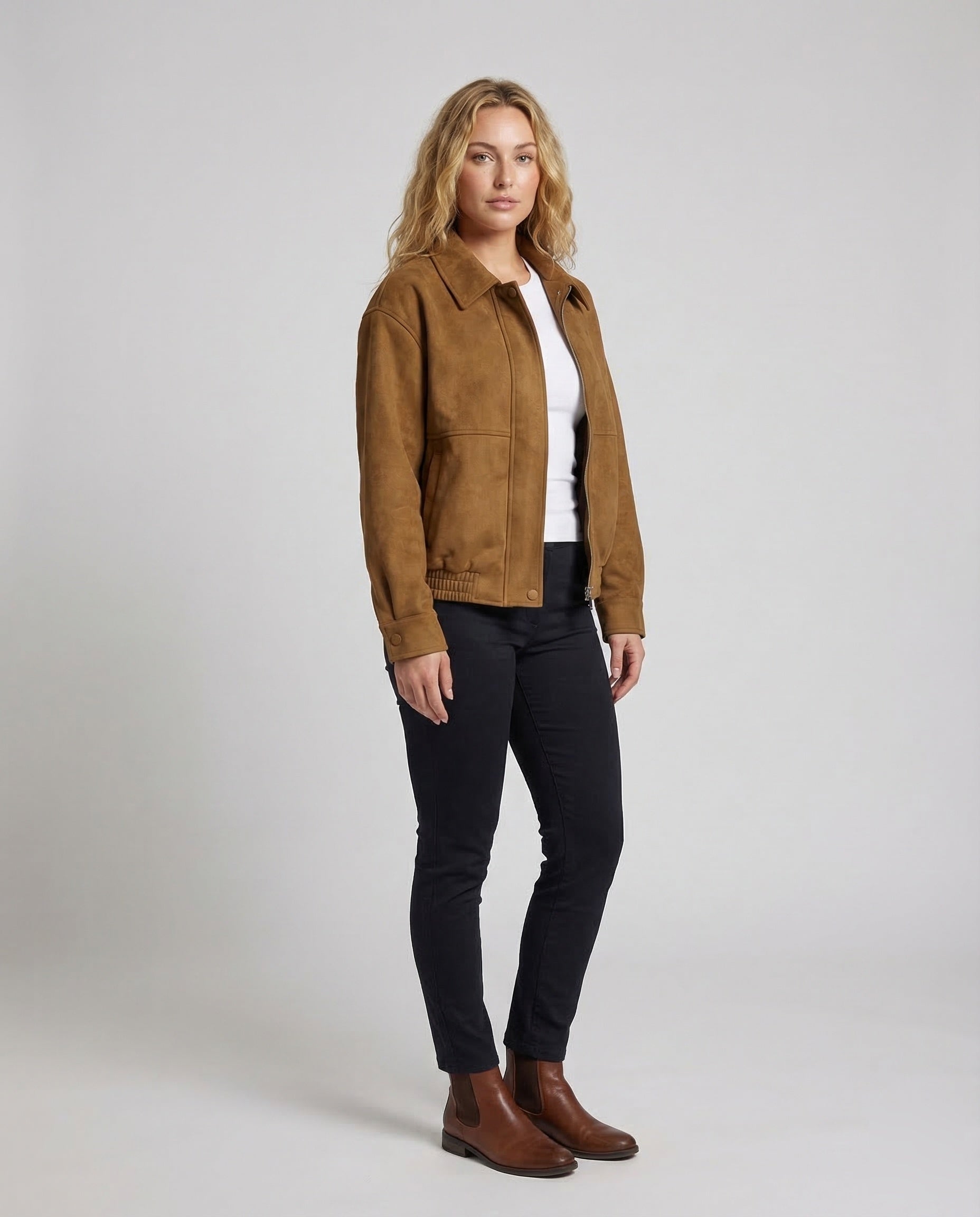 Damen Velourslederjacke Kaschmir - Norvielle