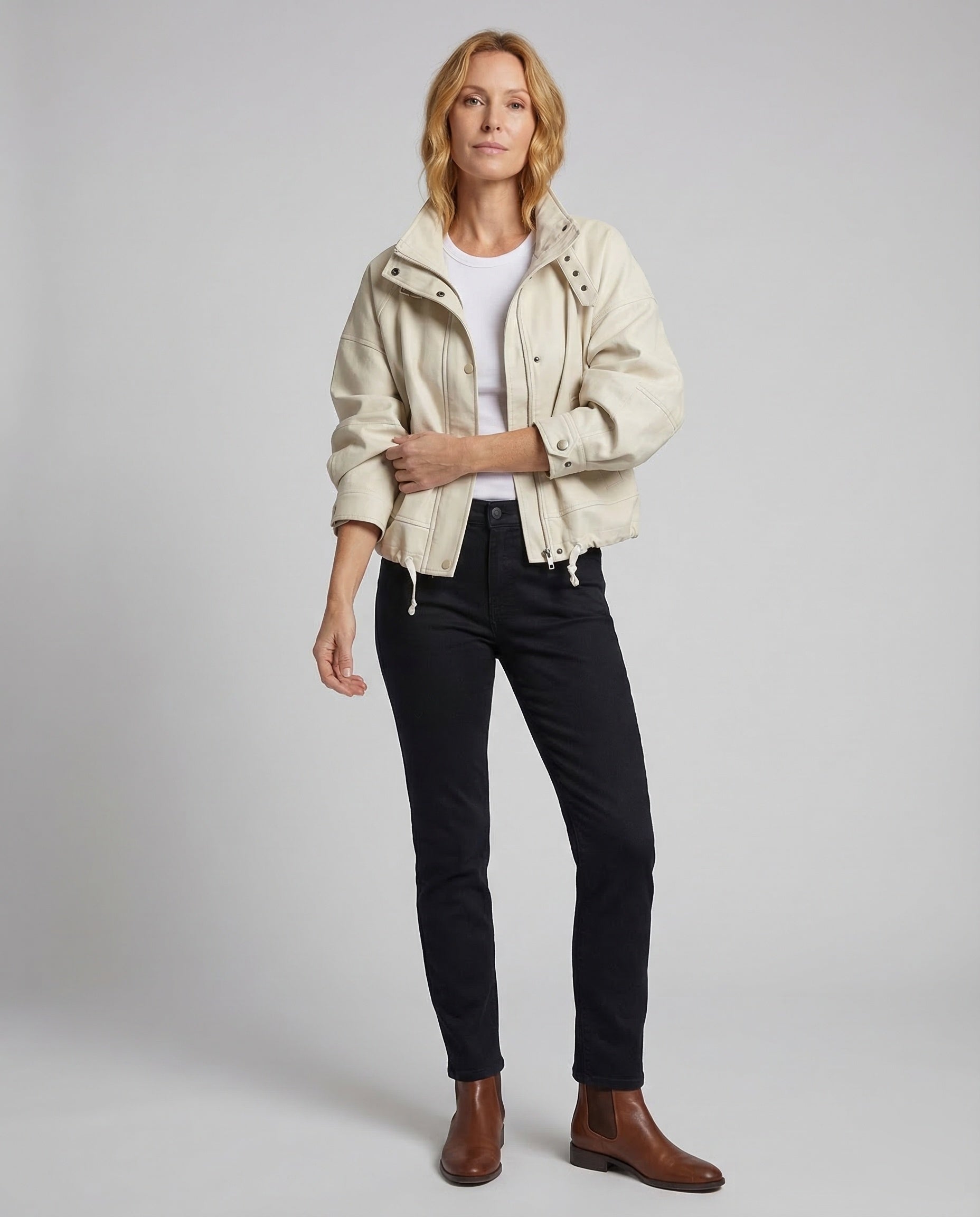 Damen Kunstlederjacke Oversize Kurz - Norvielle