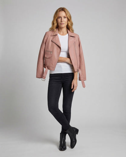 Damen Bikerjacke Vegan Leder Kurz - Norvielle