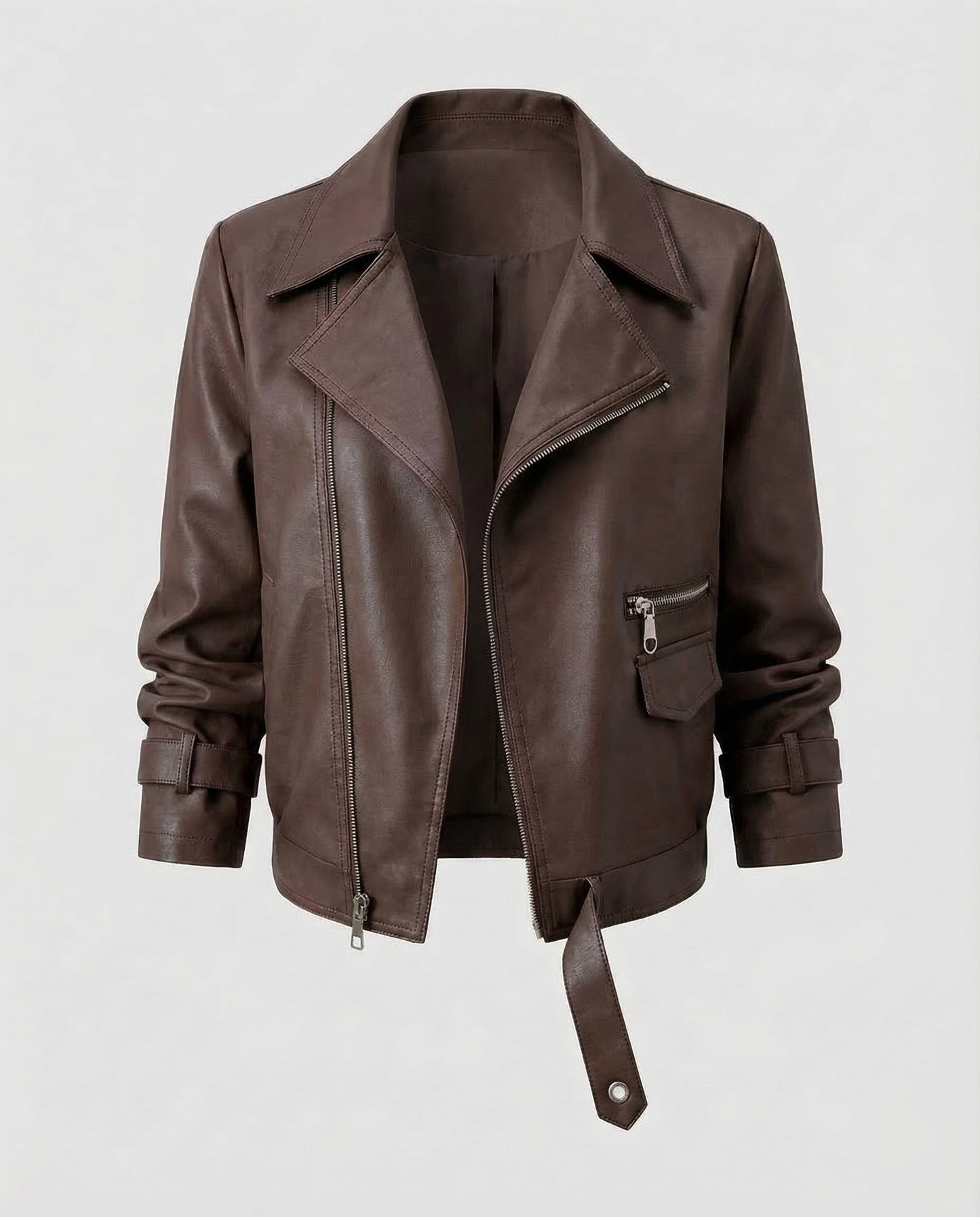 Damen Bikerjacke Kunstleder Kurz