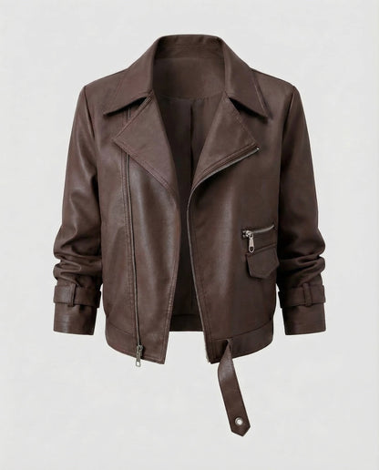 Damen Bikerjacke Kunstleder Kurz