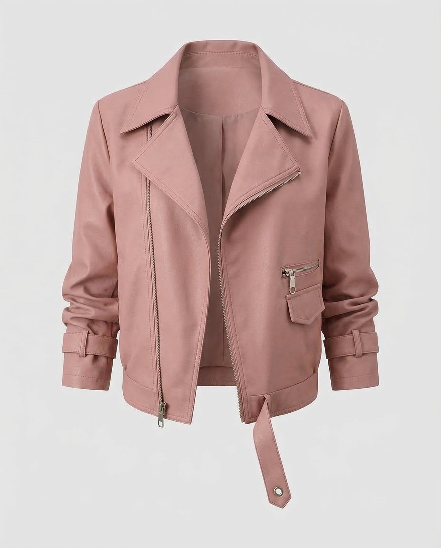 Damen Bikerjacke Kunstleder Kurz