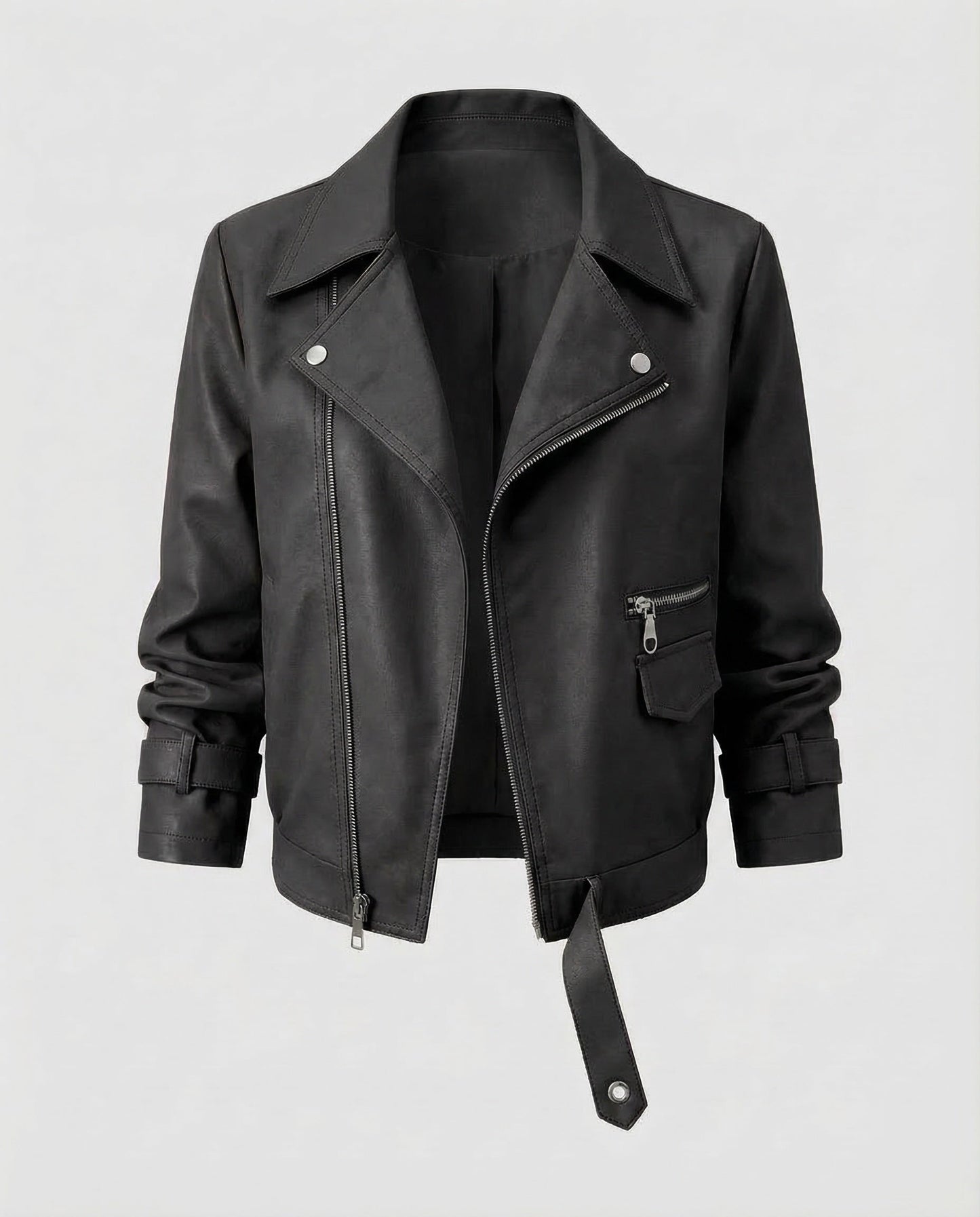 Damen Bikerjacke Kunstleder Kurz