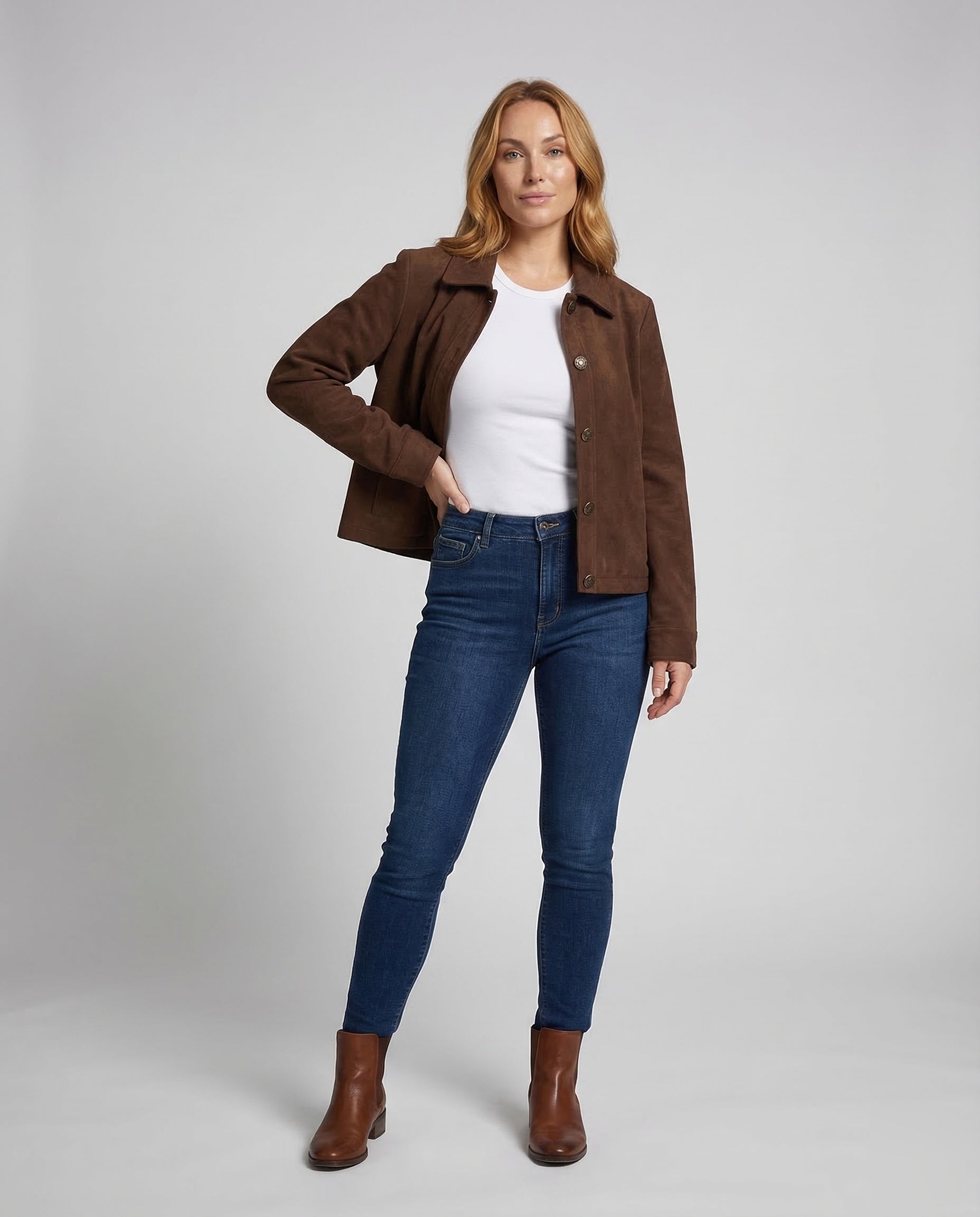 Damen Veloursjacke Kurz Weit - Norvielle