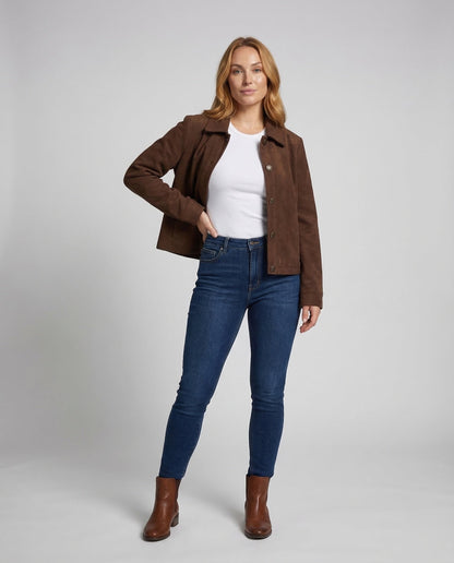 Damen Veloursjacke Kurz Weit - Norvielle