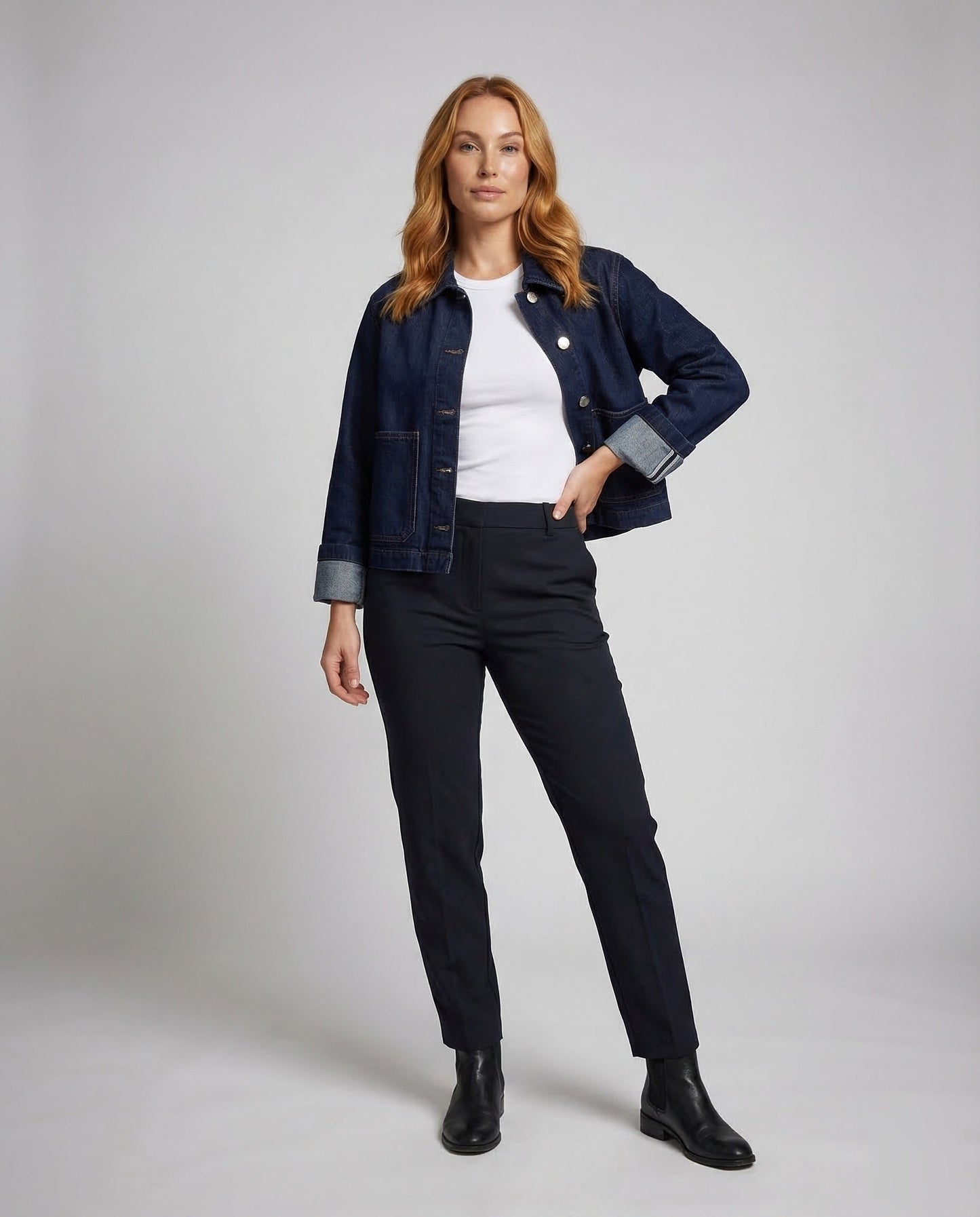 Damen Cropped Worker Jeansjacke - Norvielle
