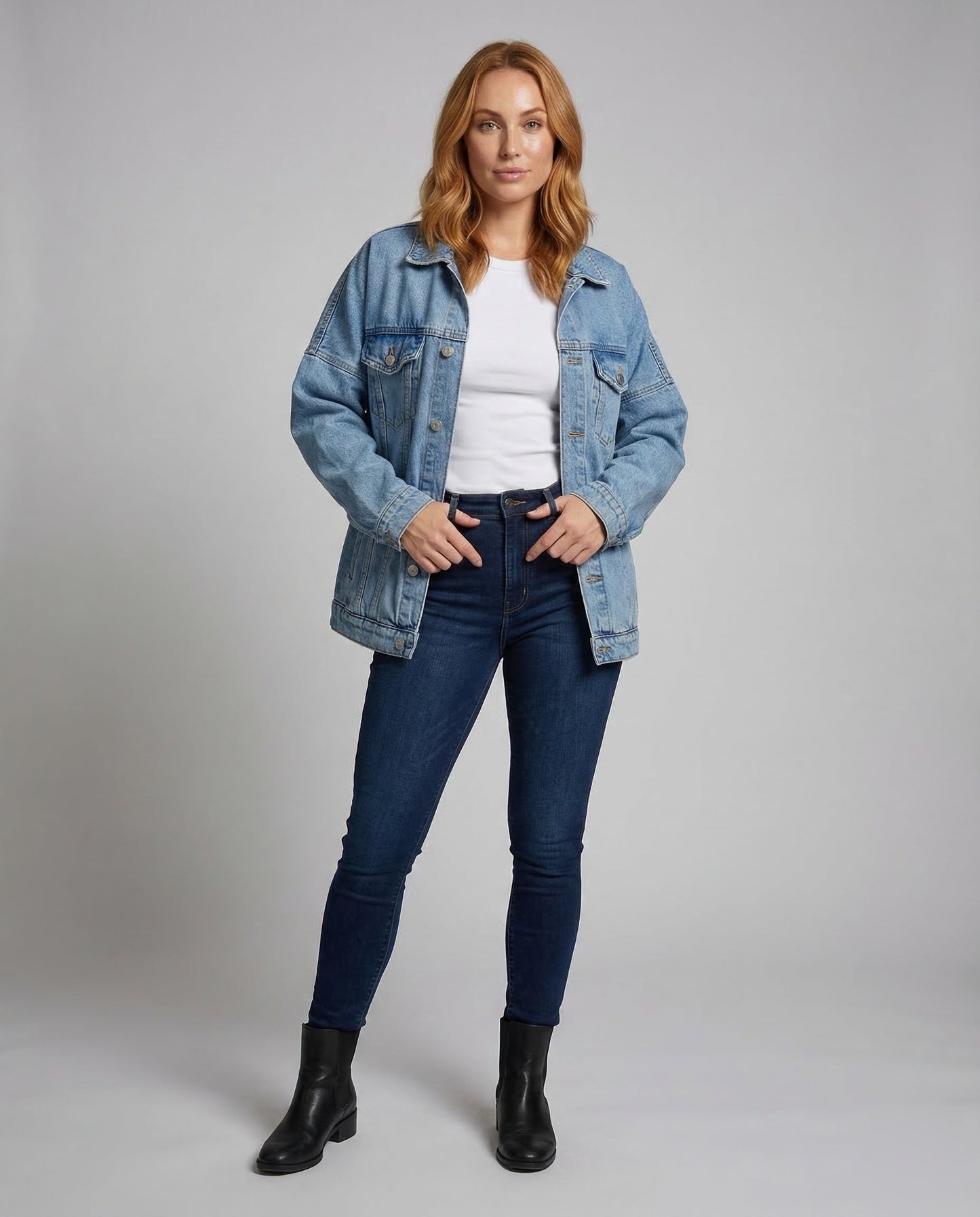 Damen Oversize Denimjacke Lang - Norvielle