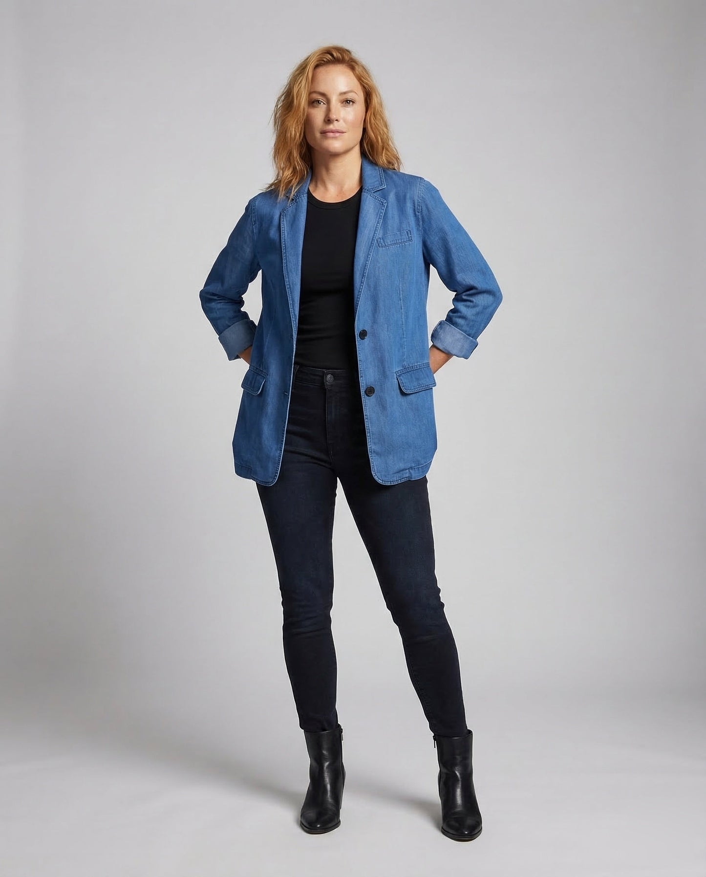 Damen Denim Blazer Blau Casual - Norvielle