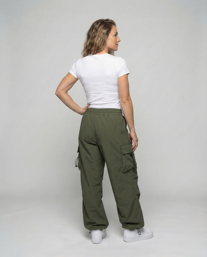 Damen Cargohose Leicht Bequem Weite Passform