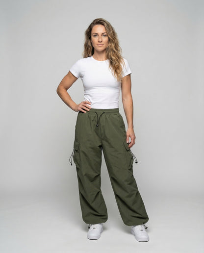 Damen Cargohose Leicht Bequem Weite Passform