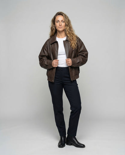 Damen Lederblouson Oversize Lederoptik - Norvielle